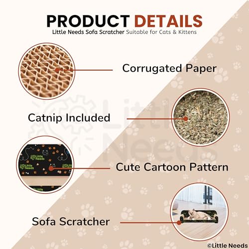 Image of Cat Scratcher with Catnip (Sofa Scratcher) | 20 inch Durable Corrugated Cardboard Scratch Pad & Lounger for Cats & Kittens | Furniture-Shaped Design for Claw Care, Daily Play & Relaxation