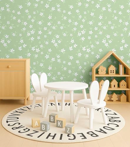 Papier Peint Vert Fleuri Soimoi 25x120 Pouces Autocollant Vinyle