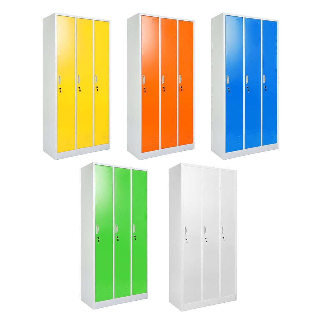 Danieli | Armadietto metallico spogliatoio a 3 ante per palestra e scuola. Armadietto con ante blu