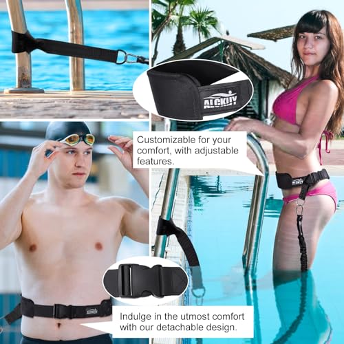 Schwimmgurt für Pool | 2,5-7,5M Einstellbare Schwimmwiderstand Gürtel | Schwimmgurt Pool Erwachsene Kinder | Schwimmtrainer Gürtel | Schwimmhilfe für Jedes Schwimmbad Ohne Schwimmleine, stationär