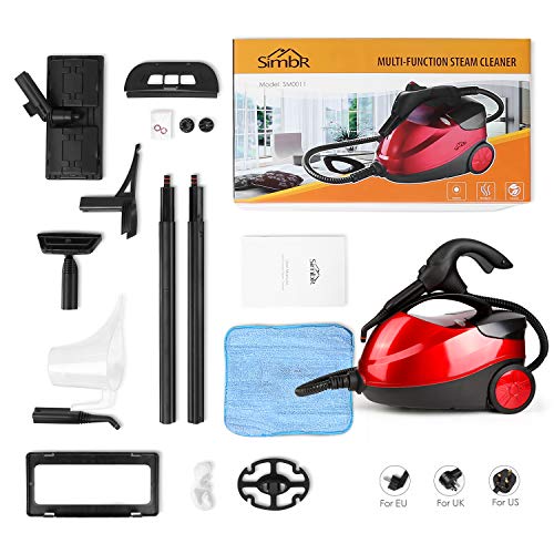 SIMBR Steam Cleaner, Multipurpose Heavy Duty Steam Mop with 17 Accessories, 1500W 1.5L Chemical-Free Household Steamer for Floors, Carpet, Windows, Auto and More