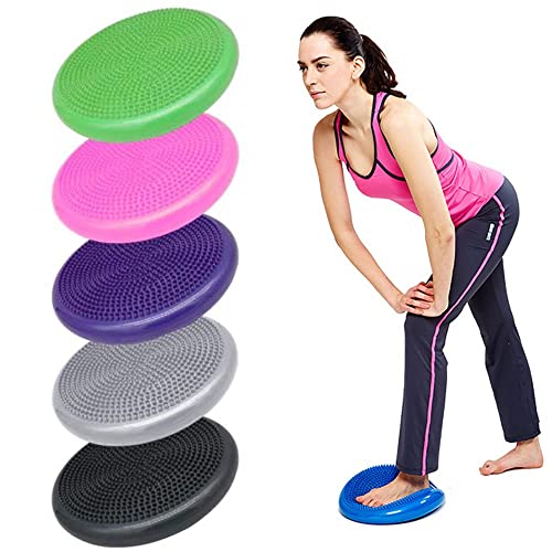 SHELLSK Sporting Goods Inflatable Yoga Massage Mat Yoga Balance Disc Massage Pad Cushion Mat Round Inflatable Ball Durable Universal Sports Gym Fitness for Indoor Exercise (Color : Grey with Pump)