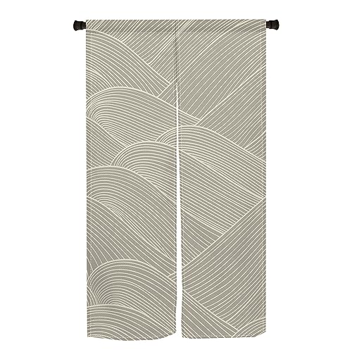 Qinunipoto 暖簾 波 線条 シンプル風 のれん シンプル風 幅85cm丈150cm インテリア 出入り口 目隠し おしゃれ すだれ 遮光 部屋 間仕切りカーテン 門カーテン ポリエステル製 オーダー可 簡単取付 四季兼用