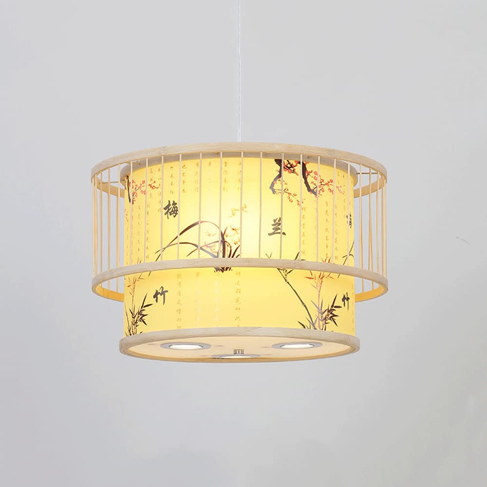 Lampe a tisser en bambou E27 pour lustre de restaurant et de chambre