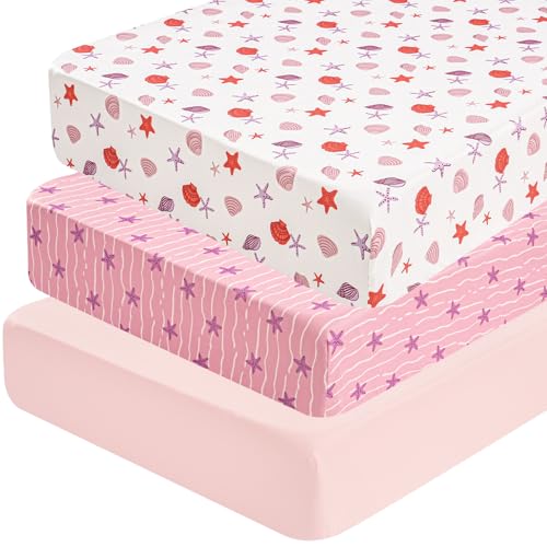 Image of david's kids 3 Pack Fitted Crib Sheets, Ultra Soft Breathable Comfortable Baby Sheet Set for Boys Girls Neutral, 28x52 Inch Fits Standard Crib and Toddler Mattresses, Beach