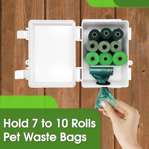 Image of Dog Poop Bag Dispenser - Waterproof Poop Bag Holder, Wall Mount, Organizer for Outdoor, Yard, Porch, Lawn