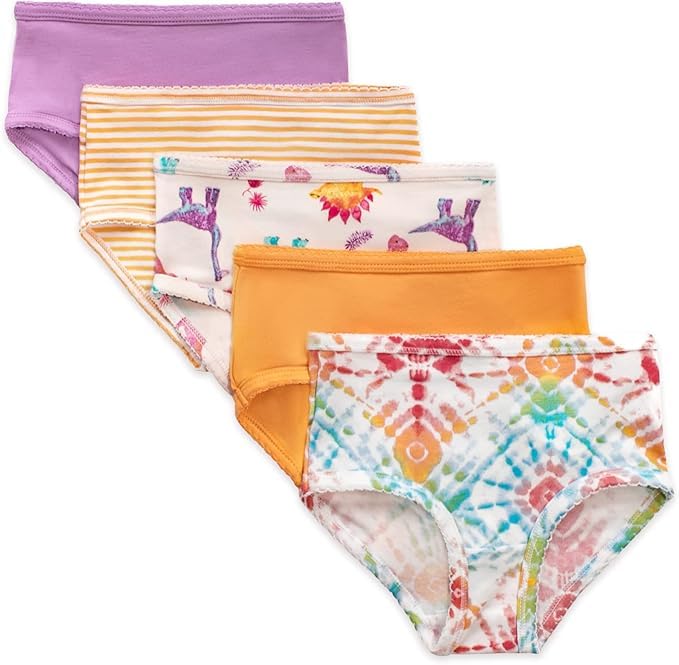 Burt's Bees Baby Girls' Organic Cotton Brief Underwear, 5-Pack