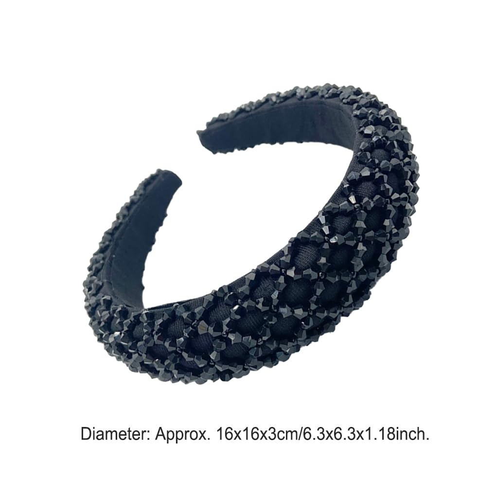 Lot de 5 bandeaux à cheveux avec perles en cristal éponge style simple strass décoration de tête coiffure coiffure cadeau pour femme plage noir