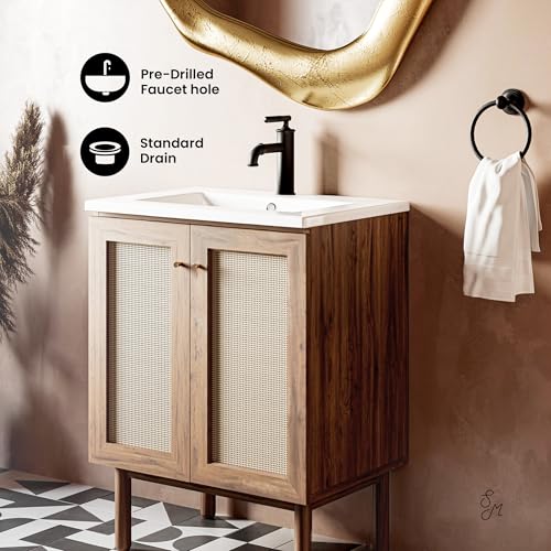 Image of Classe 30 inch Freestanding Bathroom Vanity in Golden Oak with Sink Top