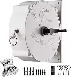 Varal Retrátil de Parede Recolhível com Corda 30m e Kit Instalação – Suporta até 30kg de Roupas