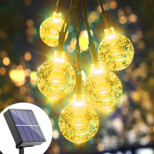 Solar String Lights Globe Outdoor - 36FT 60 LED Solar Crystal Ball String Lights Waterproof, 8 Mode Warm White Balls Solar Powered Fairy Lights for Garden, Patio, Gazebo, Yard, Party, Decoration