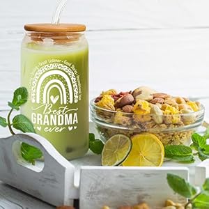 Grandma gifts gifts for grandma from grandkids granddaughter grandson grandchildren birthday mothers day christmas first time gift ideas for grandmother 16 oz 2 sided can glass  urban country home decor