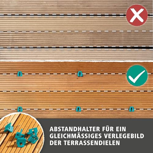 wolfcraft Terrassenbau-Set PRO, 11-tlg. - Das Komplettset für schnelle, effektive und gleichmäßige Montage von Terrassendielen - 6970000