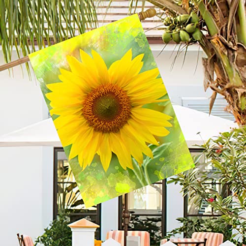 Pickako Watercolor Seasonal Sunflower Flowers Summer Spring Agriculture Landscape House Flag 28 X 40 Inch, Double Sided Large Garden Yard Welcome Flags Banners For Home Lawn Patio Outdoor Decor #TOP1