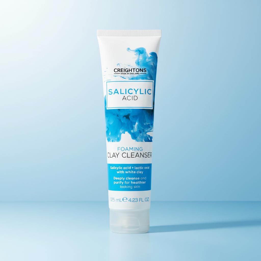 Creightons Salicylic Acid Foaming Clay Cleanser (125ml) - Contains Salicylic Acid & Lactic Acid with White Clay to Deeply Cleanse & Purify for Healthier Looking Skin. Dermatologically Tested