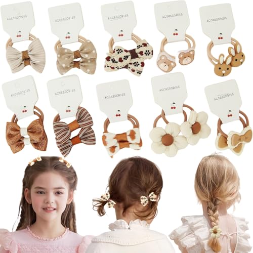 KAQILE Lot de 20 élastiques à cheveux avec nœud, élastiques colorés, élastiques à cheveux pour bébé, élastiques à cheveux avec nœud non...
