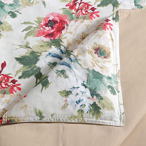 Image of HiEnd Accents Peony Washed Linen 3 Piece King Blossom Floral Comforter Set