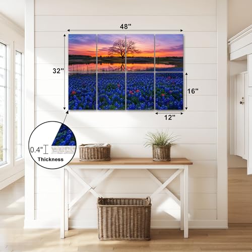 Pack de 8 paneles acústicos decorativos autoadhesivos 48"x72" con diseño Texas Bluebonnet, absorción de sonido para estudio de grabación y paredes miniatura 2