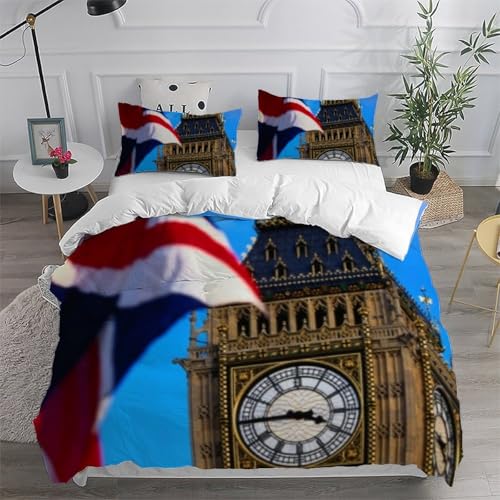 Housse de couette Union Jack 200x200 avec 2 taies d'oreiller pour lit double - 6