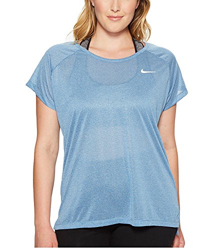 Nike Women's Plus Size Breathe Mesh Racerback T-Shirt (Industrial Blue Heather), 1X