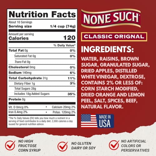 None Such MIncemeat Classic Original - Pie Filling with Apples and Raisins, 27 Ounce (Pack of 1)