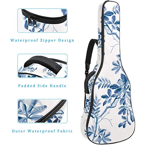 Sac à dos guitare acoustique étanche motif oiseaux fleurs 42.9" avec organiseur - 4