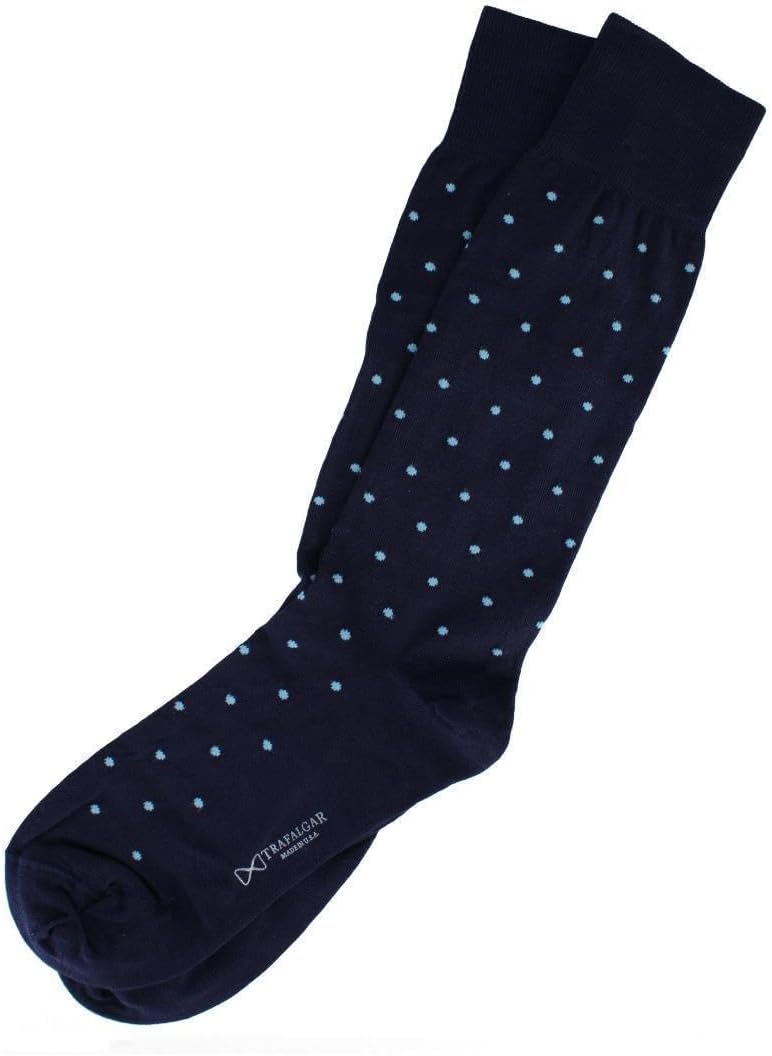 Trafalgar Men's Leo Polka Dot Mercerized Cotton Mid-Calf Socks