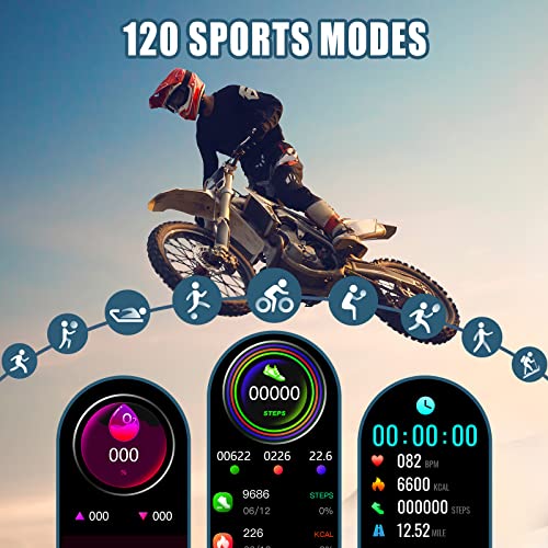 Military Smart Watches For Men 50M Waterproof Rugged Bluetooth Call(Answer/Dial Calls) 1.7'' Tactical Outdoor Fitness Watch With Heart Rate Blood Pressure Sleep Monitor For Iphone Android Phone #TOP3