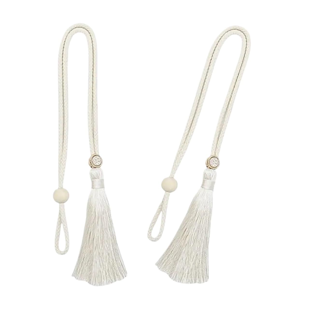 Lot de 20 embrasses de rideaux en coton naturel avec pampilles tissées à la main pour décoration de la maison (embrasses à anneaux)