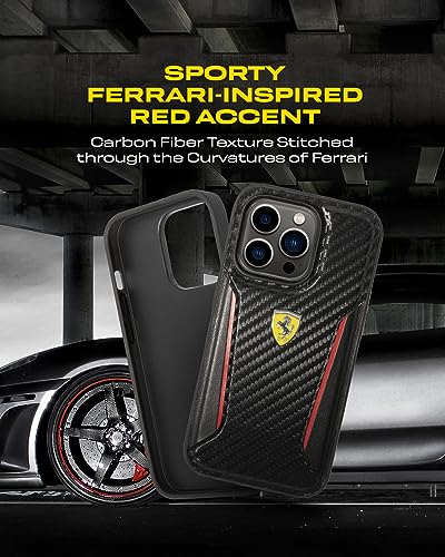Image of CG MOBILE Ferrari Phone Case [Official Licensed] PU Carbon Case with Contrasted Edges Protective Case /Cover Compatible withiPhone 14 Pro Max (6.7-Inch) 2022 - Black