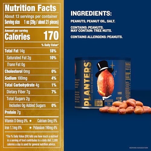 Image of PLANTERS Special Reserve Peanuts, Plant Based Protein, 13 Ounce (Pack of 12)