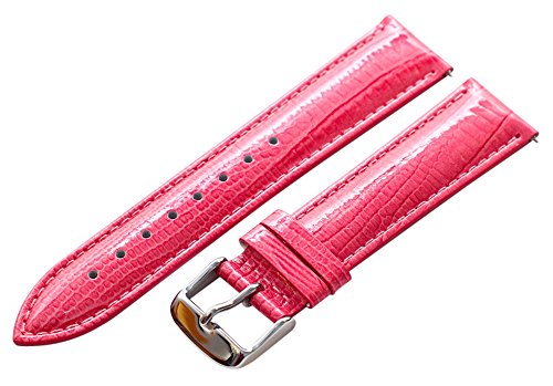 Clockwork Synergy - 2 Piece Ss Leather Lizard Grain Interchangeable Replacement Watch Band Strap 18mm - Pink - Men Women
