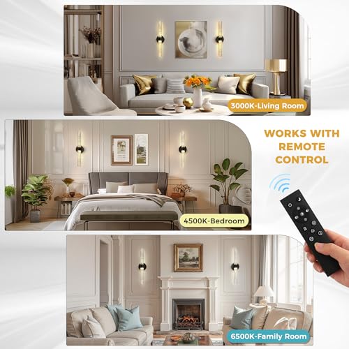 Image of DORESshop Battery Operated Wall Sconces Set of 2, 10000mAh Rechargeable Wall Sconce with Stone Pattern Acrylic, Dimmable Wireless Wall Sconce, Sconce Wall Decor for Living Room, Bedroom, Black 21.4in