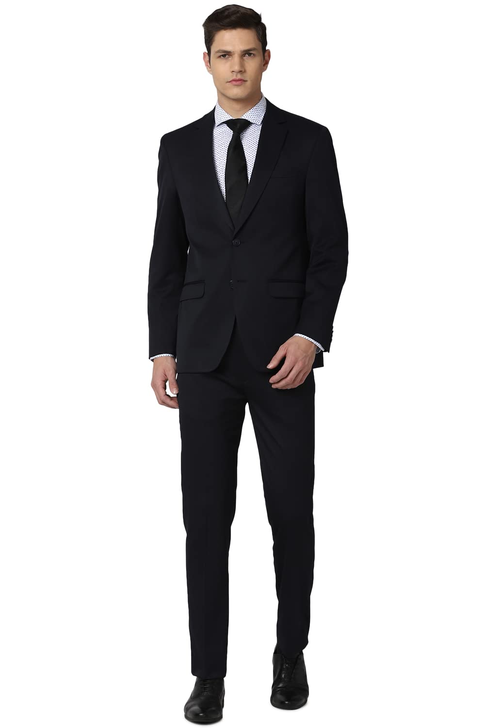 Peter England Men's Polyester Blend Regular Business Suit Pants Set (PESUOTLB719144_Blue_42)