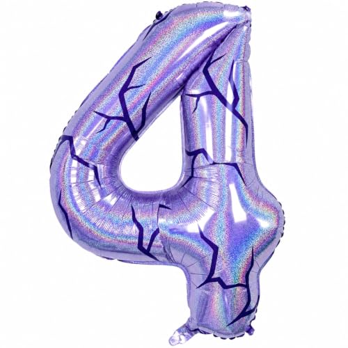 40 Inch Purple Kpop Number 4 Balloon for Girl 4th Birthday Party Decoration