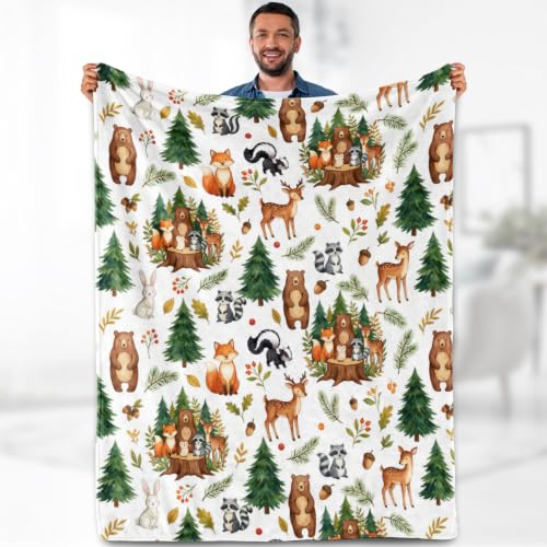 Aimego Woodland Animal Blanket 50"x60" Soft Flannel Fleece