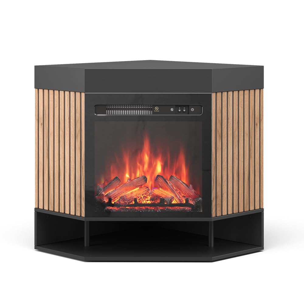 Vicco Chimenea eléctrica Lynea, Negro, 100 cm