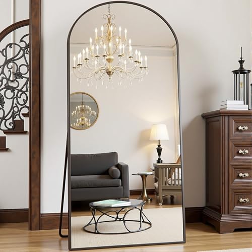Image of Prywot Arched Full Length Mirror, 70 inchx26 inch Free Standing Floor Mirror, Black