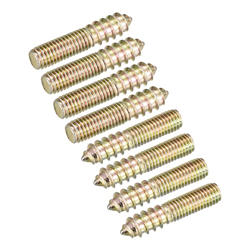 Image of uxcell M8x40mm Hanger Bolts, 8pcs Double Ended Thread Dowel Screws for Wood Furniture