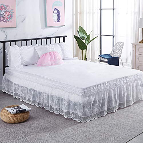 Feyart Gonna Letto Boho Chic Con Volant E Pompon – Bianco – 180x200 Cm Con Falda 40 Cm – Elastica E Antipolvere - 4