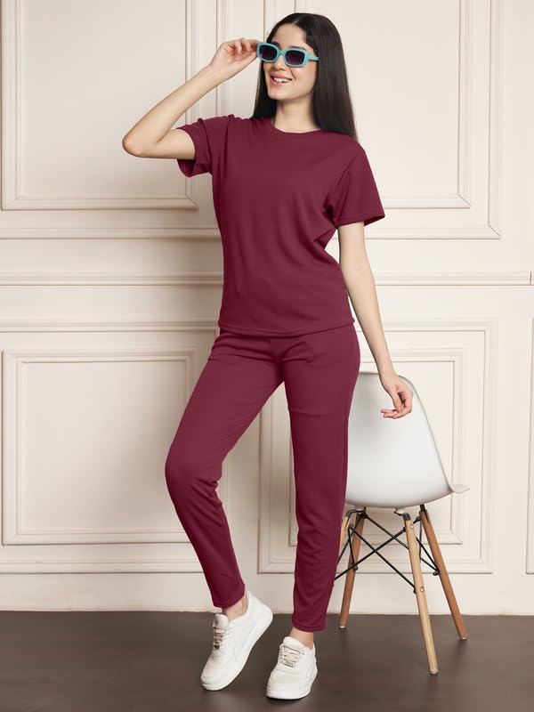 Image of DTR FASHION Polyester Blend Solid Lining Tracksuit | Night Wear Suit For Women