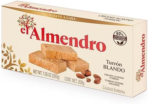 El Almendro Spanish Turron Gift Box Set – 2 Traditional Gift Boxes Almond Nougat Candy from Spain – Includes Creamy Turrón Blando & Crunchy Turrón Duro – Holiday Gift, Christmas Dessert, Gourmet European Candy – 14.1 oz Total