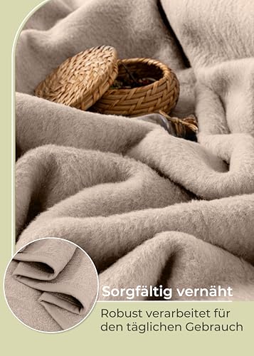 LAYNENBURG Premium Baumwolldecke 150x200 cm - Oeko-TEX 100 - Baumwollmix Kuscheldecke - Decke als Wohndecke, Sofa-Decke & Couchdecke - Wolldecke kuschelig-warm aus Baumwolle (beige)