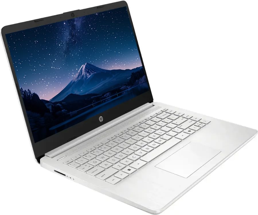 Image of HP 14 inch Business Laptop Computer with Microsoft Office 365, 4-Core Intel Processor, 128GB Storage, 4GB RAM, Windows 11, SageNova Earphones, Natural Silver
