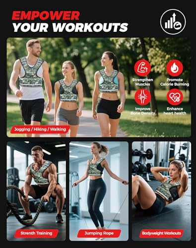 Image of BAGAIL Adjustable Weighted Vest for Women 4-10lb /12-18lb /20-32lb, Comfortable U-Neck Rucking Vest with 6 Removable Weights, Storage Pocket and Reflective Strips for Walking, Jogging, Weight Loss