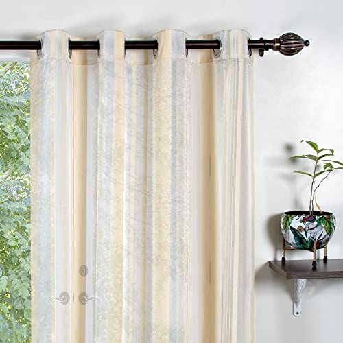 Image of Deco Window Polyester Sheer Curtains 7 feet Long Set of 2, (Eyelet,Champagne, 4X7FT) Curtains for Bedroom and Living Room