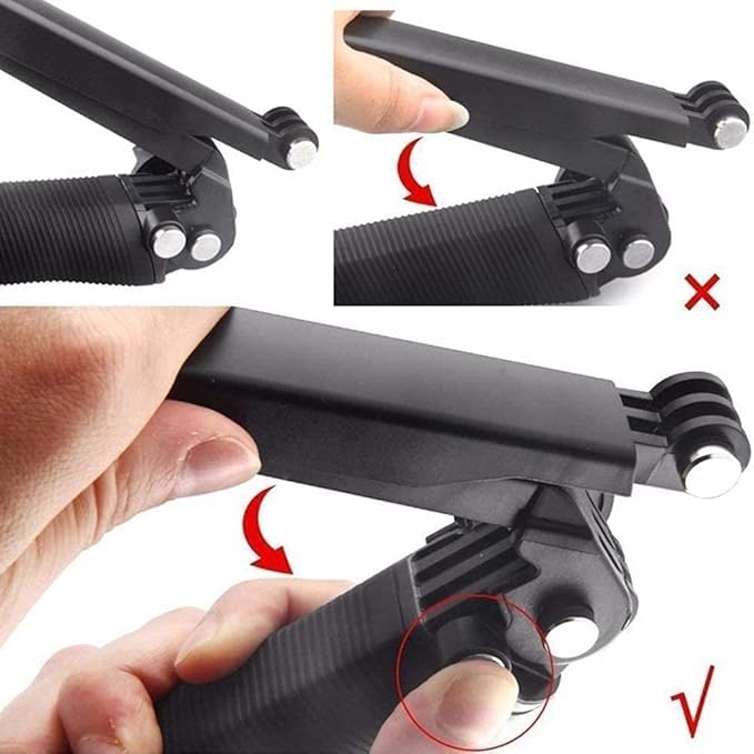 Image of 3 Way Monopod Grip Tripod Foldable Selfie Stick & Stabilizer Mount Holder Compatible with GoPro Hero 7 /6 /5, SJCAM SJ6 /SJ7 /SJ5000, Yi & All Action Cameras, Black - Compact & Versatile Tool