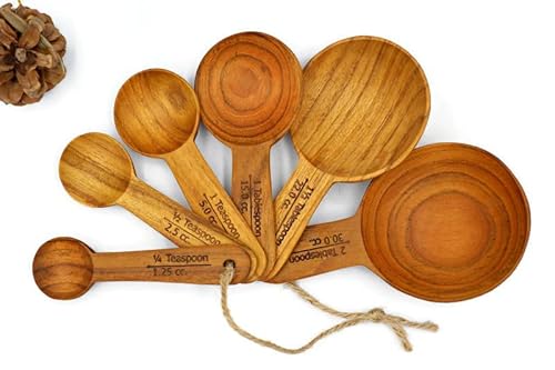 Set of 6 pieces (with marking) Teak Wooden Measuring Spoons, this made from eco friendly Teak Wood