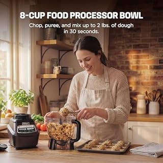 Ninja Kitchen System | 8-Cup Food Processor Bowl & 72 oz. Blender All-in-One | With (2) 16 oz. To-Go Cups | For Smoothies, Ice Crushing, Dough & More | 1500 Watt | Black | BL770