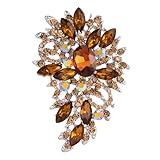 SELOVO Women's Brown Rhinestone Crystal Wedding Flower Leaf Sparkle Brooch Pin for Party
